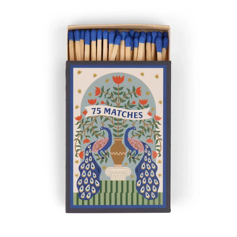 Paddywax - Adopo Boxed Matches "Peacock Blue" - Dekorative Zündhölzer - 75 Stück – Teil des Adopo Duft-Quartett Peacock (4-teilig)