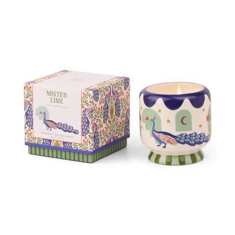 Paddywax - Adopo - Peacock - Misted Lime - Keramik Duftkerze - 226g – Teil des Adopo Duft-Trio Peacock (3-teilig)
