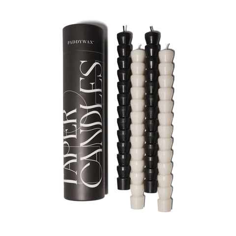 Paddywax - Taper - "Black & White" - Stabkerzen - 4er Pack